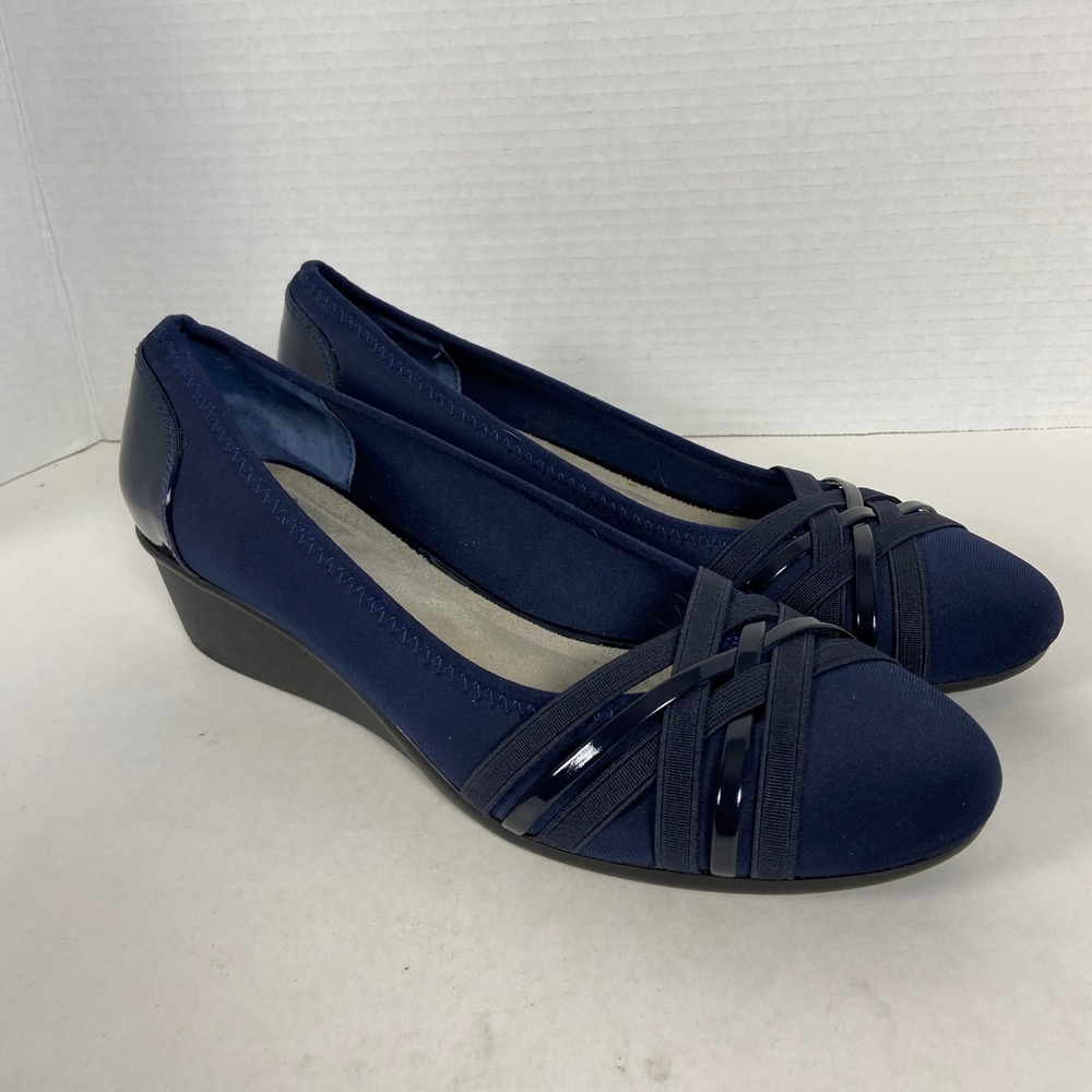 Cliffs by White Mountain Bowie Navy Blue Wedge Pumps Shoes Womens 11M C33463